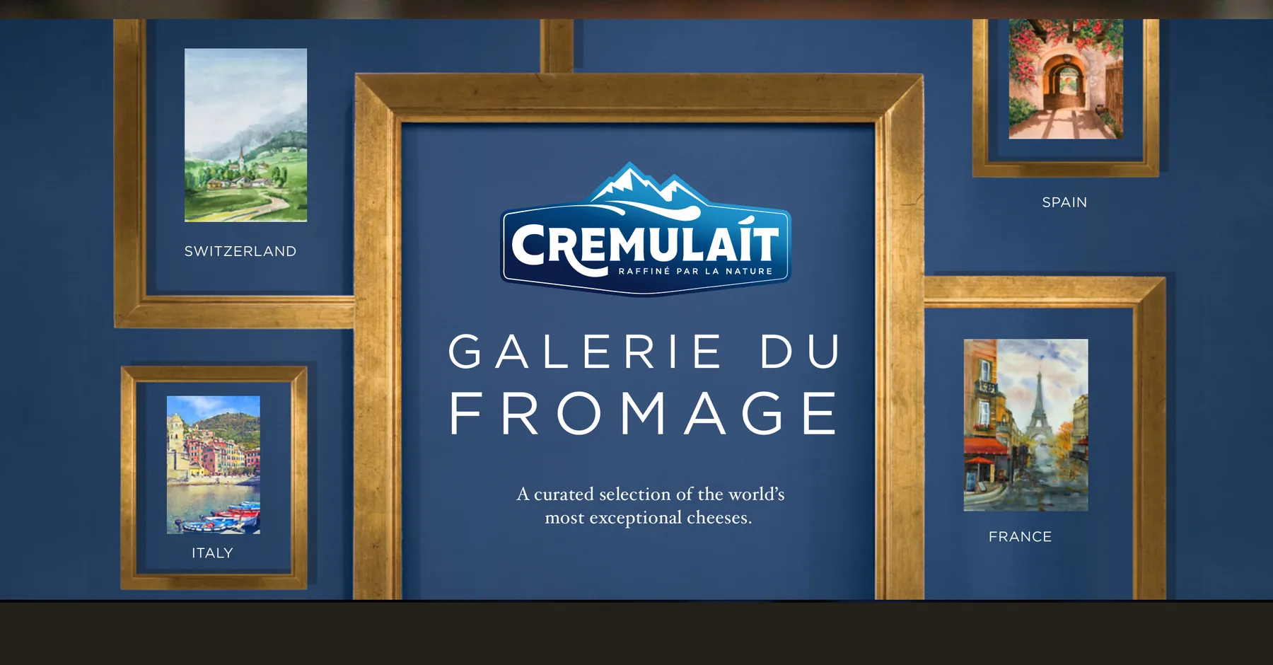 Galerie du Fromage display with gold frames
