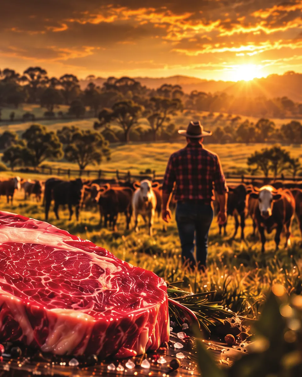 A farmer walking among cattle